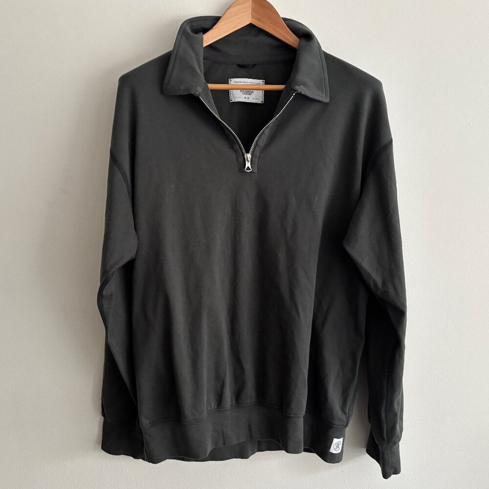 Reigning Champ Olive Green Quarter Zip Long Sleeve Polo - Medium - Picture 1 of 9
